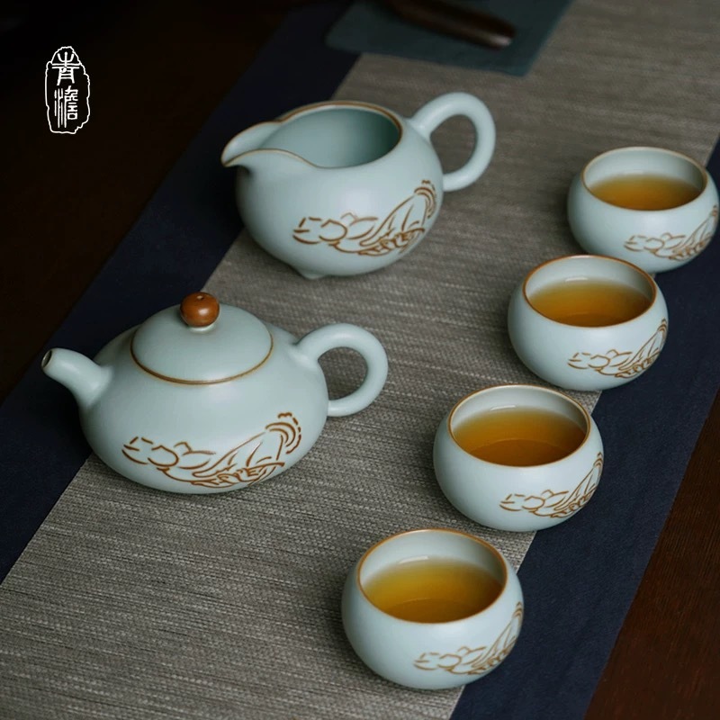 Handmade Ru Kiln Tea Set