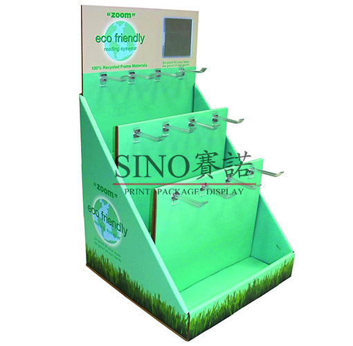 Eco-friendly Peg Hook cardboard counter top display,POP display stand, custom made display rack manufacturer, Paper Package Boxes, Gift boxes, Shopping bag factory China factory, Sino Printing & Packaging,