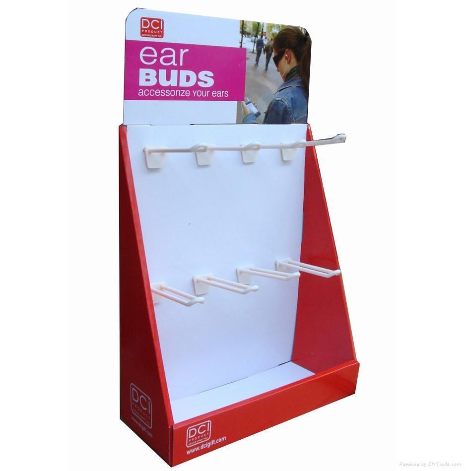 Ear Buds hanging Hook cardboard counter top display,POP display stand, custom made display rack manufacturer, Paper Package Boxes, Gift boxes, Shopping bag factory China factory, Sino Printing & Packaging,
