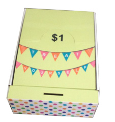 Candy cardboard counter top display box with coin storage box,POP display stand, custom made display rack manufacturer, Paper Package Boxes, Gift boxes, Shopping bag factory China factory, Sino Printing & Packaging,Candy cardboard counter top display box with coin storage box