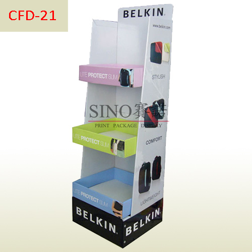 Belkin Electronic accessories sales cardboard floor display rack,POP display stand, custom made display rack manufacturer, Paper Package Boxes, Gift boxes, Shopping bag factory China factory, Sino Printing & Packaging,Belkin Electronic accessories sales cardboard floor display rack