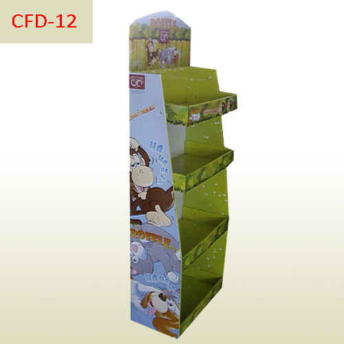 Toys Cardboard 4 shelves floor display stand,POP display stand, custom made display rack manufacturer, Paper Package Boxes, Gift boxes, Shopping bag factory China factory, Sino Printing & Packaging,Toys Cardboard 4 shelves floor display stand
