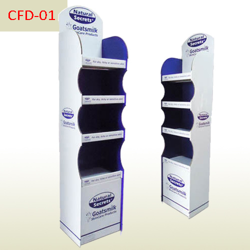 Dairy products retail 4 shelves cardboard floor display