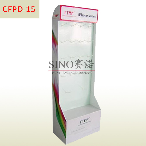 iPhone cases cardboard floor pegs display rack,POP display stand, custom made display rack manufacturer, Paper Package Boxes, Gift boxes, Shopping bag factory China factory, Sino Printing & Packaging,iPhone cases cardboard floor pegs display rack