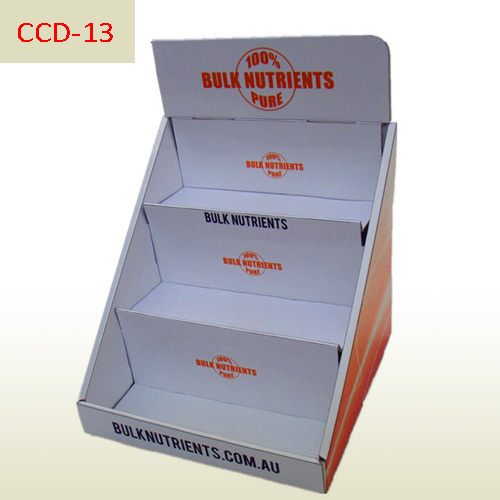 Nutrients 3 tiers Cardboard counter display stand,POP display stand, custom made display rack manufacturer, Paper Package Boxes, Gift boxes, Shopping bag factory China factory, Sino Printing & Packaging,Customized three tiers Cardboard counter display boxes for pure nutrients