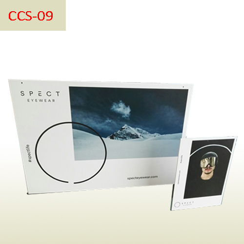 A3/A5 Sized counter top Cardboard Advertising Standee for glasses,POP display stand, custom made display rack manufacturer, Paper Package Boxes, Gift boxes, Shopping bag factory China factory, Sino Printing & Packaging,A3/A5 Sized counter top Cardboard Advertising Standee for glasses