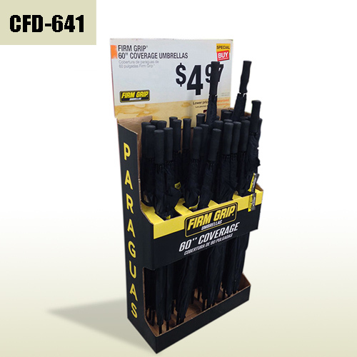Umbrella retail free standing cardboard display rack,POP display stand, custom made display rack manufacturer, Paper Package Boxes, Gift boxes, Shopping bag factory China factory, Sino Printing & Packaging,Umbrella retail free standing cardboard display rack