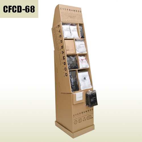 Bamboo charcoal fiber socks and T-shirt cardboard floor display stand,POP display stand, custom made display rack manufacturer, Paper Package Boxes, Gift boxes, Shopping bag factory China factory, Sino Printing & Packaging,Bamboo charcoal fiber socks and T-shirt cardboard floor display stand