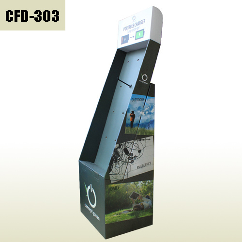 Power Bank Peg Hook Cardboard Floor Display Stand Rack,POP display stand, custom made display rack manufacturer, Paper Package Boxes, Gift boxes, Shopping bag factory China factory, Sino Printing & Packaging,Power Bank Peg Hook Cardboard Floor Display Stand Rack