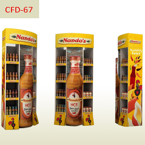 Chili Sauce Advertising cardboard floor display rack,POP display stand, custom made display rack manufacturer, Paper Package Boxes, Gift boxes, Shopping bag factory China factory, Sino Printing & Packaging,Chili Sauce Advertising cardboard floor display rack