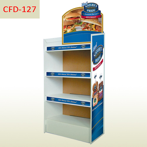 Bread snacks retail cardboard shelves display stand,POP display stand, custom made display rack manufacturer, Paper Package Boxes, Gift boxes, Shopping bag factory China factory, Sino Printing & Packaging,Bread snacks retail cardboard shelves display stand