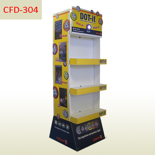 LED Flashlight Corrugated Cardboard Floor Display Stand,POP display stand, custom made display rack manufacturer, Paper Package Boxes, Gift boxes, Shopping bag factory China factory, Sino Printing & Packaging,LED Flashlight Corrugated Cardboard Floor Display Stand