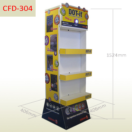 LED Flashlight Corrugated Cardboard Floor Display Stand,POP display stand, custom made display rack manufacturer, Paper Package Boxes, Gift boxes, Shopping bag factory China factory, Sino Printing & Packaging,LED Flashlight Corrugated Cardboard Floor Display Stand
