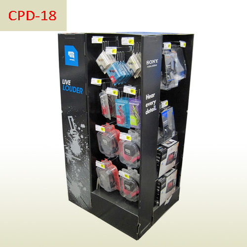 Corrugated Headphone Earphone retail pallet display stand,POP display stand, custom made display rack manufacturer, Paper Package Boxes, Gift boxes, Shopping bag factory China factory, Sino Printing & Packaging,Corrugated Headphone Earphone retail pallet display stand