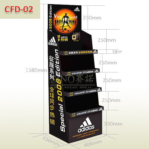 Custom printed 4 shelves Sport accessories cardboard display stand,POP display stand, custom made display rack manufacturer, Paper Package Boxes, Gift boxes, Shopping bag factory China factory, Sino Printing & Packaging,Custom printed 4 shelves Sport accessories cardboard display stand