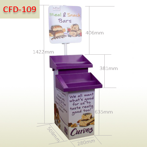 Meal and Snack bars bespoke Corrugated Floor Display Stand,POP display stand, custom made display rack manufacturer, Paper Package Boxes, Gift boxes, Shopping bag factory China factory, Sino Printing & Packaging,Meal and Snack bars bespoke Corrugated Floor Display Stand