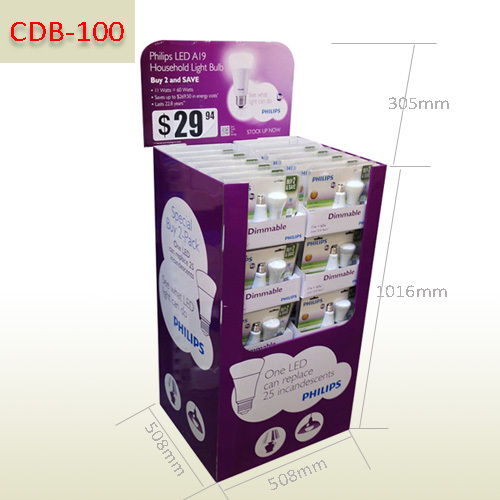 LED light Bulb retial cardboard Floor Display bin stand,POP display stand, custom made display rack manufacturer, Paper Package Boxes, Gift boxes, Shopping bag factory China factory, Sino Printing & Packaging,LED light Bulb retial cardboard Floor Display bin stand