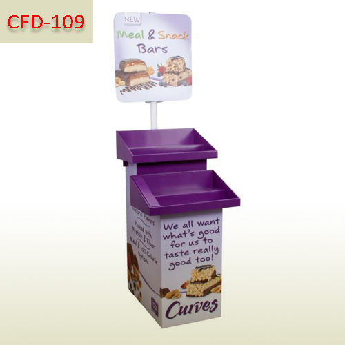Meal and Snack bars bespoke Corrugated Floor Display Stand,POP display stand, custom made display rack manufacturer, Paper Package Boxes, Gift boxes, Shopping bag factory China factory, Sino Printing & Packaging,Meal and Snack bars bespoke Corrugated Floor Display Stand