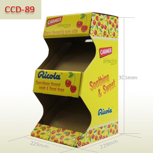 Cardboard counter top display box for cherry flavored Lip balm stick,POP display stand, custom made display rack manufacturer, Paper Package Boxes, Gift boxes, Shopping bag factory China factory, Sino Printing & Packaging,Cardboard counter top display box for cherry flavored Lip balm stick