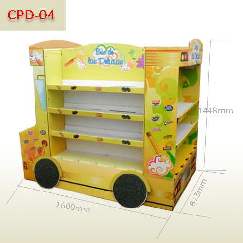 POP corrugated cardboard school bus pallet display for Student's stationery,POP display stand, custom made display rack manufacturer, Paper Package Boxes, Gift boxes, Shopping bag factory China factory, Sino Printing & Packaging,POP corrugated cardboard school bus pallet display for Student's stationery