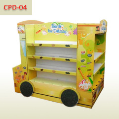 POP corrugated cardboard school bus pallet display for Student's stationery,POP display stand, custom made display rack manufacturer, Paper Package Boxes, Gift boxes, Shopping bag factory China factory, Sino Printing & Packaging,POP corrugated cardboard school bus pallet display for Student's stationery