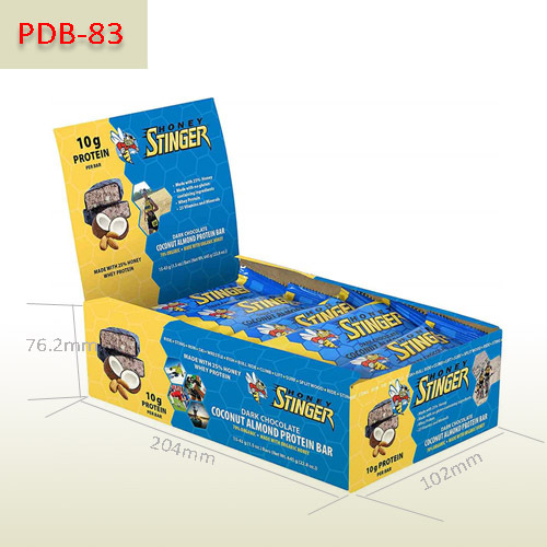 Coconut almond protein bars paper display box,POP display stand, custom made display rack manufacturer, Paper Package Boxes, Gift boxes, Shopping bag factory China factory, Sino Printing & Packaging,Coconut almond protein bars paper display box