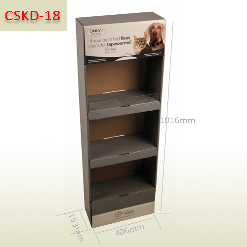 Supermarket pet food retail cardboard side kick display shelves,POP display stand, custom made display rack manufacturer, Paper Package Boxes, Gift boxes, Shopping bag factory China factory, Sino Printing & Packaging,Supermarket pet food retail cardboard side kick display shelves