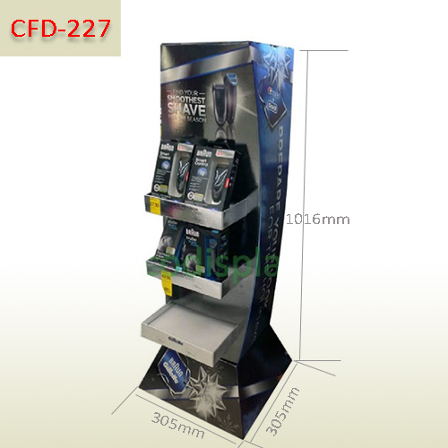 Rechargeable Shaver sales promotional cardboard floor display stand,POP display stand, custom made display rack manufacturer, Paper Package Boxes, Gift boxes, Shopping bag factory China factory, Sino Printing & Packaging,Rechargeable Shaver sales promotional cardboard floor display stand