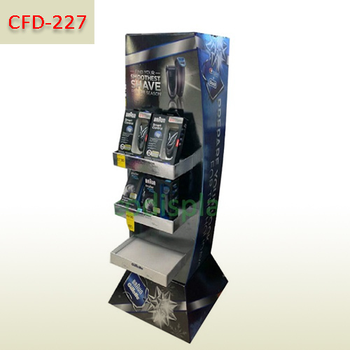 Rechargeable Shaver sales promotional cardboard floor display stand,POP display stand, custom made display rack manufacturer, Paper Package Boxes, Gift boxes, Shopping bag factory China factory, Sino Printing & Packaging,Rechargeable Shaver sales promotional cardboard floor display stand