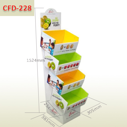Kiwi fruit sales promotional cardboard floor display stand,POP display stand, custom made display rack manufacturer, Paper Package Boxes, Gift boxes, Shopping bag factory China factory, Sino Printing & Packaging,Kiwi fruit sales promotional cardboard floor display stand