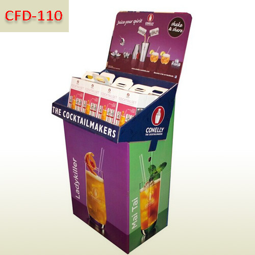 Cocktail makers retail cardboard floor display rack,POP display stand, custom made display rack manufacturer, Paper Package Boxes, Gift boxes, Shopping bag factory China factory, Sino Printing & Packaging,Cocktail makers retail cardboard floor display rack