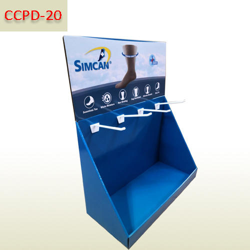 Socks Superstore retail cardboard counter top peg display,POP display stand, custom made display rack manufacturer, Paper Package Boxes, Gift boxes, Shopping bag factory China factory, Sino Printing & Packaging,Socks Superstore retail cardboard counter top peg display
