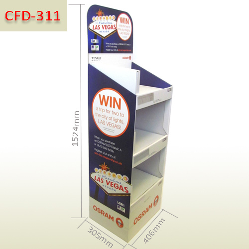 Cardboard floor display stand for LED sales promotion