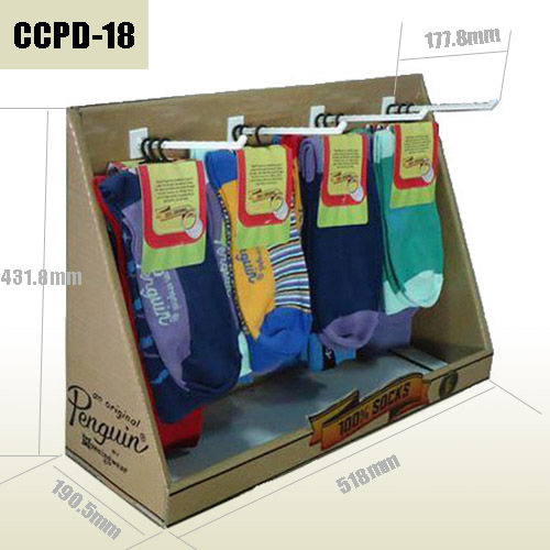 Socks retail Cardboard Counter peg hook display box,POP display stand, custom made display rack manufacturer, Paper Package Boxes, Gift boxes, Shopping bag factory China factory, Sino Printing & Packaging,Socks retail Cardboard Counter peg hook display box