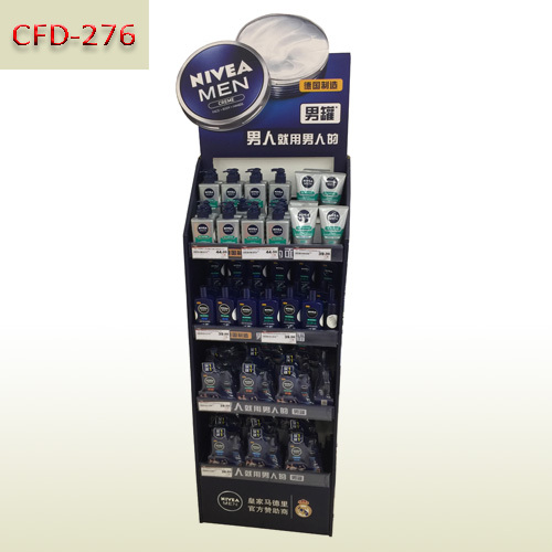Men's moisturizing cream retail Cardboard Floor Display Stand,POP display stand, custom made display rack manufacturer, Paper Package Boxes, Gift boxes, Shopping bag factory China factory, Sino Printing & Packaging,Men's moisturizing cream retail Cardboard Floor Display Stand