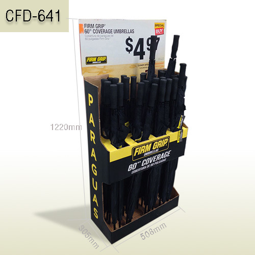 Umbrella Retail Cardboard Floor Display Stand,POP display stand, custom made display rack manufacturer, Paper Package Boxes, Gift boxes, Shopping bag factory China factory, Sino Printing & Packaging,Umbrella Retail Cardboard Floor Display Stand