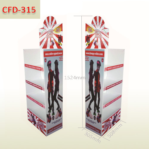 Corrugated Floor Display Stand for Sport Accessories,POP display stand, custom made display rack manufacturer, Paper Package Boxes, Gift boxes, Shopping bag factory China factory, Sino Printing & Packaging,Corrugated Floor Display Stand for Sport Accessories