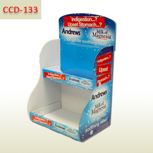 Two levels Medicine Retail Cardboard Counter Display Stand,POP display stand, custom made display rack manufacturer, Paper Package Boxes, Gift boxes, Shopping bag factory China factory, Sino Printing & Packaging,Two levels Medicine Retail Cardboard Counter Display Stand