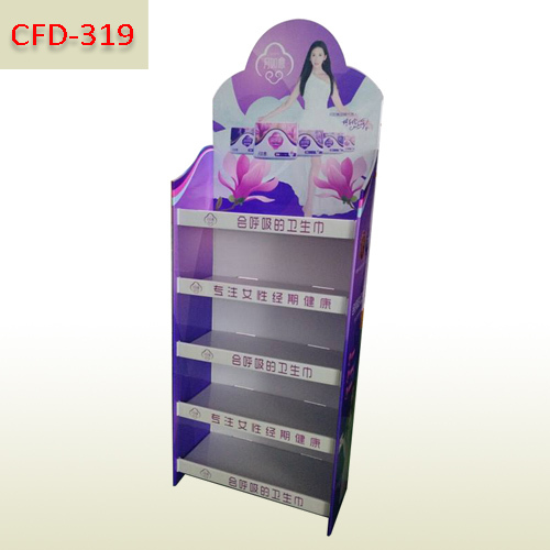 Sanitary towel sales promotional Cardboard Display Stand,POP display stand, custom made display rack manufacturer, Paper Package Boxes, Gift boxes, Shopping bag factory China factory, Sino Printing & Packaging,Sanitary towel sales promotional Cardboard Display Stand