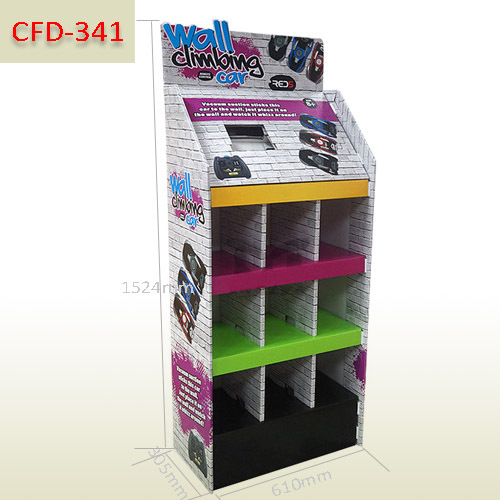 LCD player cardboard floor display stands for Remote toy cars,POP display stand, custom made display rack manufacturer, Paper Package Boxes, Gift boxes, Shopping bag factory China factory, Sino Printing & Packaging,LCD player cardboard floor display stands for Remote toy cars