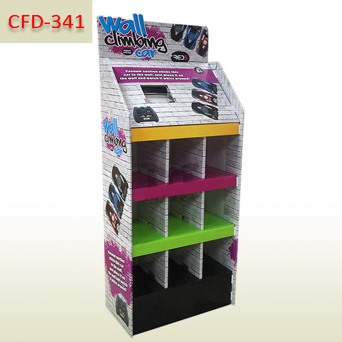 LCD player cardboard floor display stands for Remote toy cars,POP display stand, custom made display rack manufacturer, Paper Package Boxes, Gift boxes, Shopping bag factory China factory, Sino Printing & Packaging,LCD player cardboard floor display stands for Remote toy cars