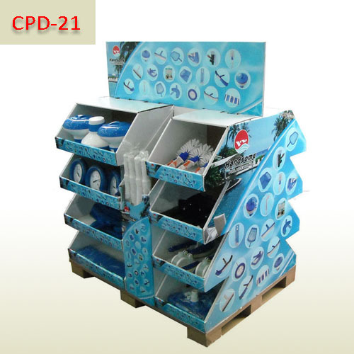 Pool accessories Supermarket retail Cardboard pallet display stand,POP display stand, custom made display rack manufacturer, Paper Package Boxes, Gift boxes, Shopping bag factory China factory, Sino Printing & Packaging,Pool accessories Supermarket retail Cardboard pallet display stand