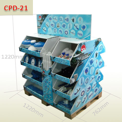 Pool accessories Supermarket retail Cardboard pallet display stand,POP display stand, custom made display rack manufacturer, Paper Package Boxes, Gift boxes, Shopping bag factory China factory, Sino Printing & Packaging,Pool accessories Supermarket retail Cardboard pallet display stand