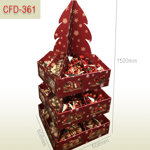 Christmas tree cardboard pallet display stand,POP display stand, custom made display rack manufacturer, Paper Package Boxes, Gift boxes, Shopping bag factory China factory, Sino Printing & Packaging,Christmas tree cardboard pallet display stand