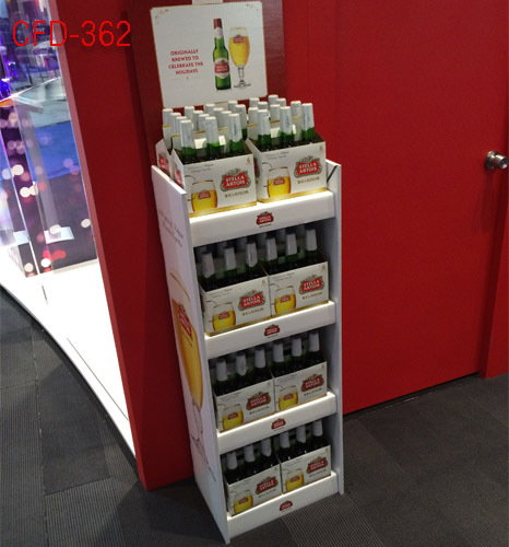 Four shelves cardboard floor display rack for Bottled beer,POP display stand, custom made display rack manufacturer, Paper Package Boxes, Gift boxes, Shopping bag factory China factory, Sino Printing & Packaging,Four shelves cardboard floor display rack for Bottled beer