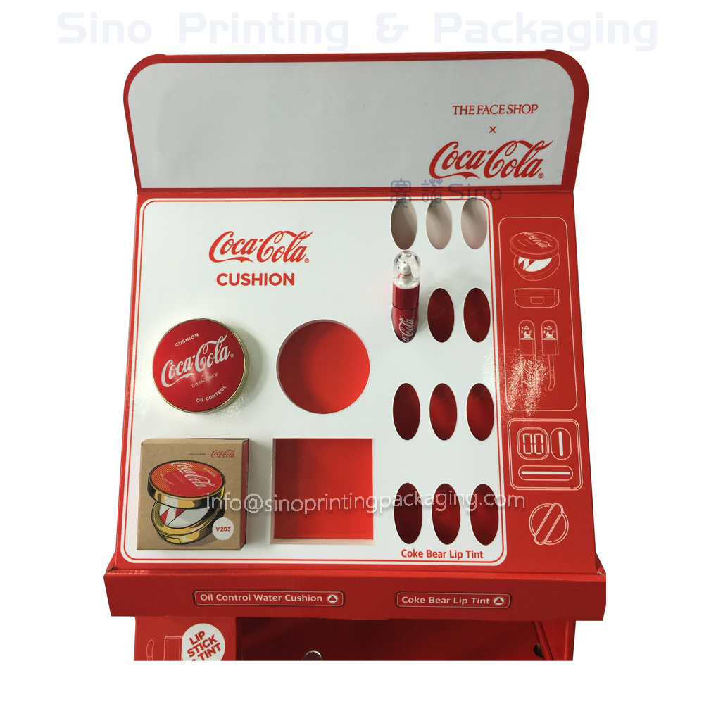 Cosmetics Lip sticks and Tint Eye brow sales promotion and exhibition Cardboard floor display stand,POP display stand, custom made display rack manufacturer, Paper Package Boxes, Gift boxes, Shopping bag factory China factory, Sino Printing & Packaging,Cosmetics Lip sticks and Tint Eye brow sales promotion and exhibition Cardboard floor display stand