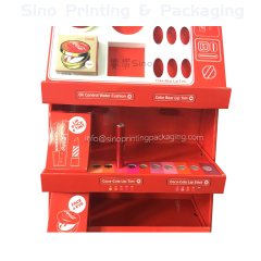 Cosmetics Lip sticks and Tint Eye brow sales promotion and exhibition Cardboard floor display stand,POP display stand, custom made display rack manufacturer, Paper Package Boxes, Gift boxes, Shopping bag factory China factory, Sino Printing & Packaging,Cosmetics Lip sticks and Tint Eye brow sales promotion and exhibition Cardboard floor display stand