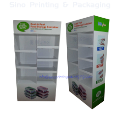 Cardboard floor compartments display rack for lunchboxes,POP display stand, custom made display rack manufacturer, Paper Package Boxes, Gift boxes, Shopping bag factory China factory, Sino Printing & Packaging,Cardboard floor compartments display rack for lunchboxes