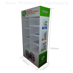 Cardboard floor compartments display rack for lunchboxes,POP display stand, custom made display rack manufacturer, Paper Package Boxes, Gift boxes, Shopping bag factory China factory, Sino Printing & Packaging,Cardboard floor compartments display rack for lunchboxes