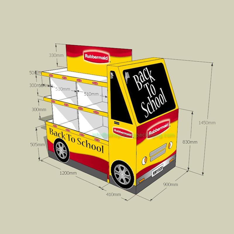 Retail cardboard floor standing pallet display rack for student's lunch boxes sales promotional campaigns,POP display stand, custom made display rack manufacturer, Paper Package Boxes, Gift boxes, Shopping bag factory China factory, Sino Printing & Packaging,Retail cardboard floor standing pallet display rack for student's lunch boxes sales promotional campaigns